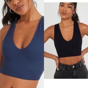 2 Garage ribbed crop tops!! XS, blue and black